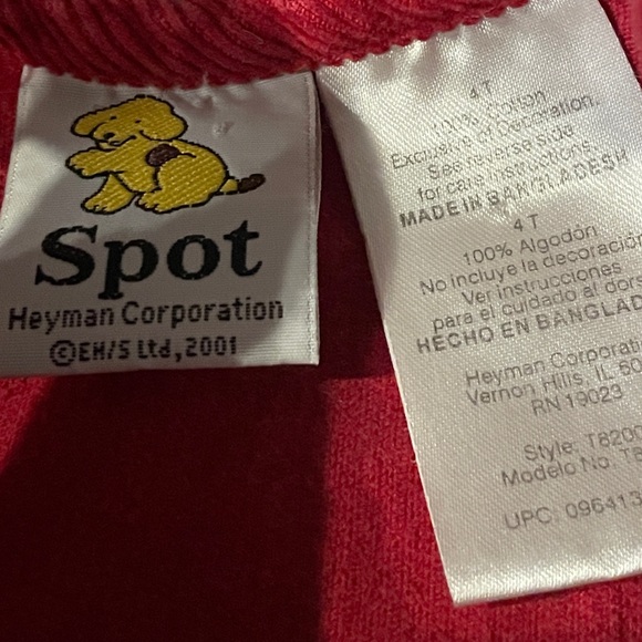 Vtg. Spot The Dog Embroidered Corduroy Red Toddler Dress 4t - Picture 4 of 7